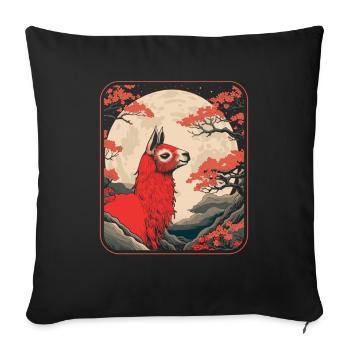 Lama Llama Japan Cherry Blossom Moon - Sofakissenbezug 45 x 45 cm - Schwarz - Vorne