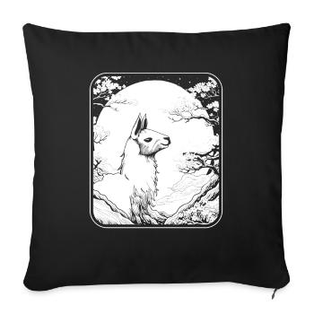 Lama Llama Japan Cherry Blossom Moon - Sofakissenbezug 45 x 45 cm - Schwarz - Vorne