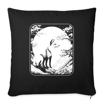 Fox Japan Cherry Blossom Moon - Sofa pillowcase 17,3'' x 17,3'' (45 x 45 cm) - black - Front