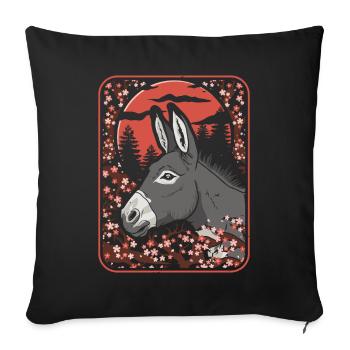Muli Donkey Japan Cherry Blossom Moon - Sofa pillowcase 17,3'' x 17,3'' (45 x 45 cm) - black - Front