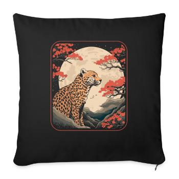 Gepard Japan Cherry Blossom Moon - Sofakissenbezug 45 x 45 cm - Schwarz - Vorne
