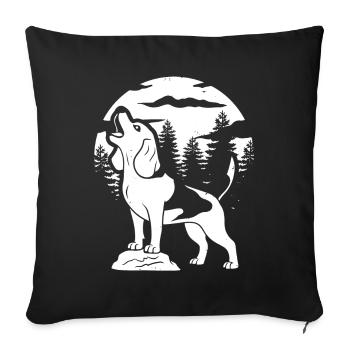Beagle Hurlement de lune - Housse de coussin décorative 45 x 45 cm - noir - Devant