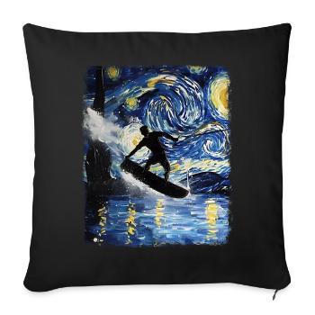 Wakeboarding Wakeboard Wakeboarder Starry Night Ma - Housse de coussin décorative 45 x 45 cm - noir - Devant