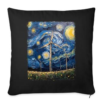 Windturbine Techniker Windmühle Sternennacht Maler - Sofakissenbezug 45 x 45 cm - Schwarz - Vorne