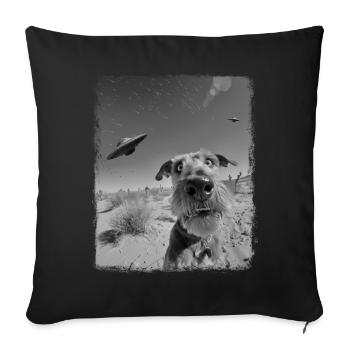 Airedale Terrier Chien OVNI Alien Alien Sel - Housse de coussin décorative 45 x 45 cm - noir - Devant