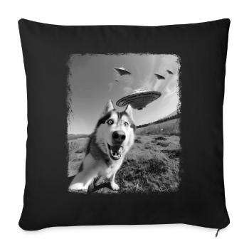 Alaskan Malamute Chien OVNI Alien Alien Sel - Housse de coussin décorative 45 x 45 cm - noir - Devant