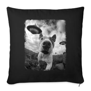 American Bull Terrier Chien OVNI Alien Alien Alien - Housse de coussin décorative 45 x 45 cm - noir - Devant