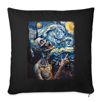 Peinture Zombie Nuit Étoilée - Housse de coussin décorative 45 x 45 cm - noir - Devant
