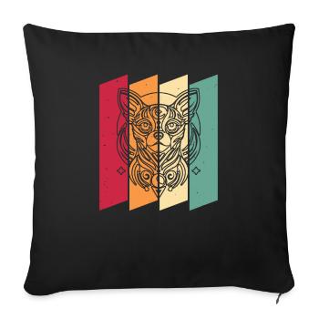 Phases de lune Chihuahua - Housse de coussin décorative 45 x 45 cm - noir - Devant