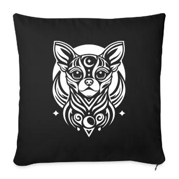 Phases de lune Chihuahua - Housse de coussin décorative 45 x 45 cm - noir - Devant