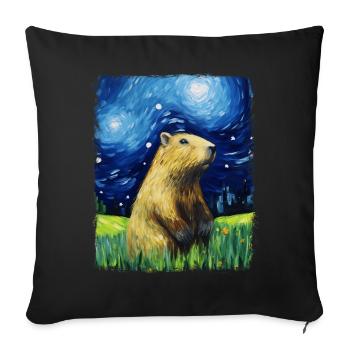 Capybara Capibara Peinture Nuit étoilée - Housse de coussin décorative 45 x 45 cm - noir - Devant