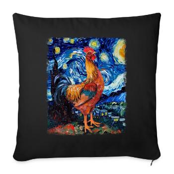 Ferme de poulets Ferme Nuit étoilée Peintres - Housse de coussin décorative 45 x 45 cm - noir - Devant