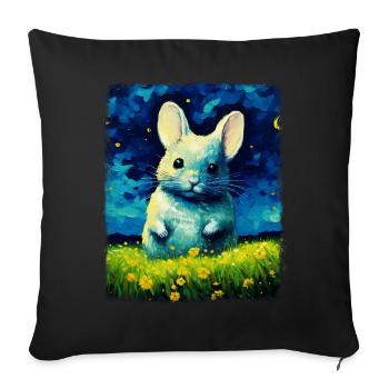 Chinchilla Mignon Peinture Nuit Étoilée - Housse de coussin décorative 45 x 45 cm - noir - Devant