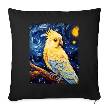 Cockatiel Cockatoo Parrot Bird Starry Night G - Sofa pillowcase 17,3'' x 17,3'' (45 x 45 cm) - black - Front