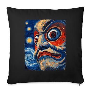 Daruma Doll Japan Starry Night Painting - Sofa pillowcase 17,3'' x 17,3'' (45 x 45 cm) - black - Front
