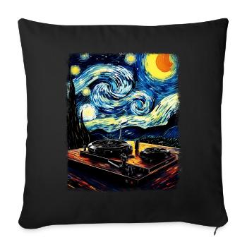 Dj Disc Jockey Turntable Starry Night Painting - Housse de coussin décorative 45 x 45 cm - noir - Devant