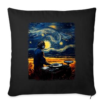 Disc Jockey Lecteur de musique DJ Turntable Stars - Housse de coussin décorative 45 x 45 cm - noir - Devant