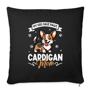 Welsh Corgi Cardigan Mama - Housse de coussin décorative 45 x 45 cm - noir - Devant
