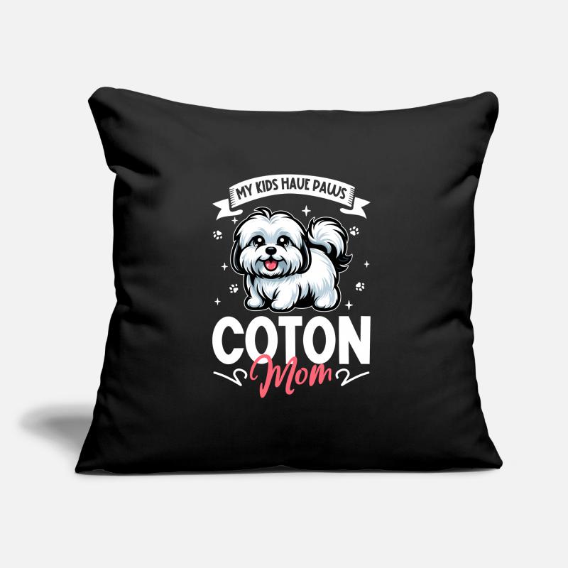 Coton de Tulear Mama Housse de coussin décorative 45 x 45 cm