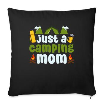 Tent Camping Camping Just A Camping Mom - Sofa pillowcase 17,3'' x 17,3'' (45 x 45 cm) - black - Front