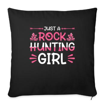 Géologue Collectionneur de pierres Juste une fille chasseuse de roches - Housse de coussin décorative 45 x 45 cm - noir - Devant
