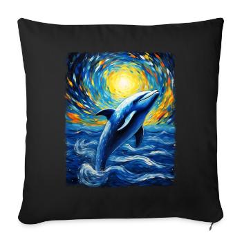 Dolphin Sea Animal Starry Night Painting - Sofa pillowcase 17,3'' x 17,3'' (45 x 45 cm) - black - Front