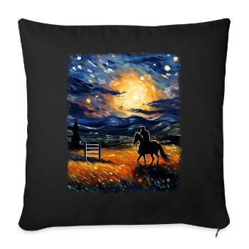 Dressage Horse Riding Equestrian Starry Night Painting - Sofa pillowcase 17,3'' x 17,3'' (45 x 45 cm) - black - Front