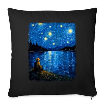 Fishing Fisherman Fisherman Starry Night Painting - Sofa pillowcase 17,3'' x 17,3'' (45 x 45 cm) - black - Front