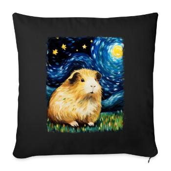 Cochon d’Inde Animal de compagnie Nuit étoilée Peinture - Housse de coussin décorative 45 x 45 cm - noir - Devant