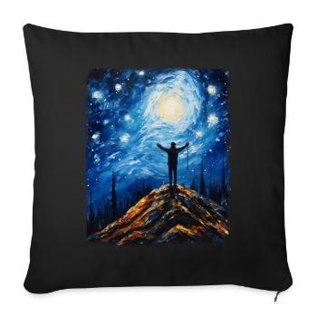 Hiking Outdoor Hikers Mountaineering Starry Night - Sofa pillowcase 17,3'' x 17,3'' (45 x 45 cm) - black - Front