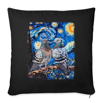 Dove Birds Starry Night Painting - Sofa pillowcase 17,3'' x 17,3'' (45 x 45 cm) - black - Front