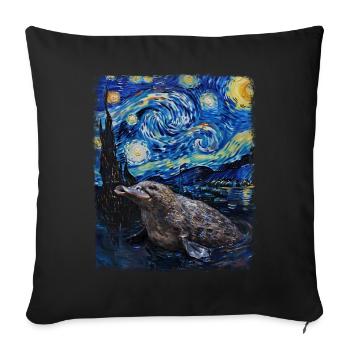 Ornithorynque Peinture Nuit Étoilée - Housse de coussin décorative 45 x 45 cm - noir - Devant