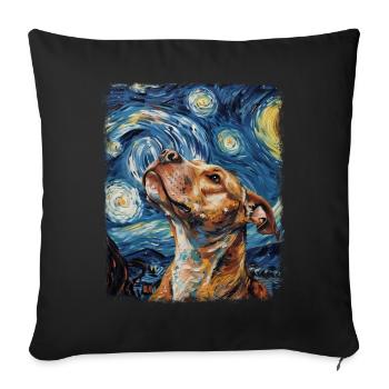 Pitbull Pittie Hund Sternennacht Gemälde - Sofakissenbezug 45 x 45 cm - Schwarz - Vorne