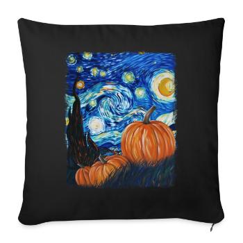 Kürbis-Sternschnuppen-Malerei - Sofakissenbezug 45 x 45 cm - Schwarz - Vorne