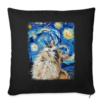 Ragdoll Cat Starry Night Painting - Sofa pillowcase 17,3'' x 17,3'' (45 x 45 cm) - black - Front