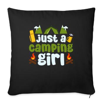 Tent Camping Camping Just A Camping Girl - Sofa pillowcase 17,3'' x 17,3'' (45 x 45 cm) - black - Front