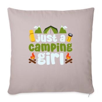 Tente Camping Camping Just A Camping Girl - Housse de coussin décorative 45 x 45 cm - taupe clair - Devant
