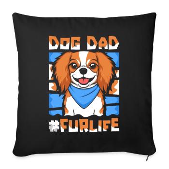 Roi Charles Cavalier Père Chien Papa Pour La Vie - Housse de coussin décorative 45 x 45 cm - noir - Devant