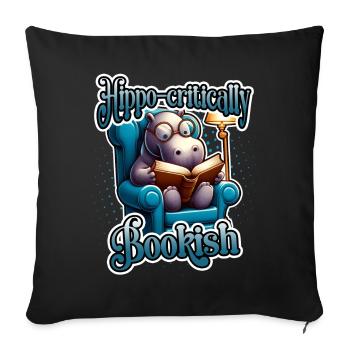 Hippopotame-critique Livresque Mignon Lecture Hippopotame - Housse de coussin décorative 45 x 45 cm - noir - Devant
