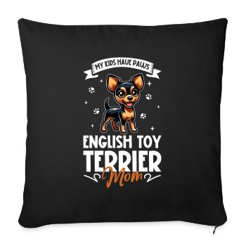 Anglais Toy Terrier Mama - Housse de coussin décorative 45 x 45 cm - noir - Devant