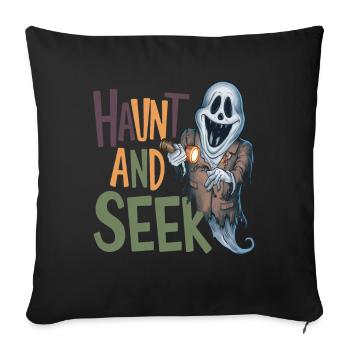 Haunt and Seek Funny Halloween Ghost - Sofa pillowcase 17,3'' x 17,3'' (45 x 45 cm) - black - Front