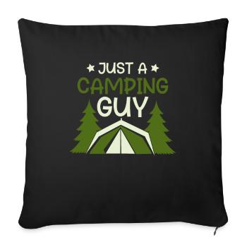 Tent Camping Camping Just A Camping Guy - Sofa pillowcase 17,3'' x 17,3'' (45 x 45 cm) - black - Front