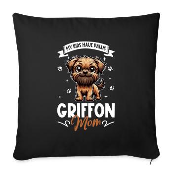 Griffon Bruxellois Mama - Sofakissenbezug 45 x 45 cm - Schwarz - Vorne