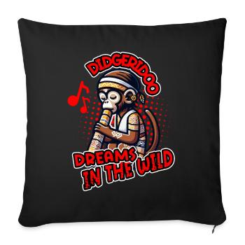 Didgeridoo Dreams in the Wild Funny Monkey Design - Sofa pillowcase 17,3'' x 17,3'' (45 x 45 cm) - black - Front
