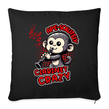 Ape-solute Klarinette Crazy Funny Monkey Design - Sofakissenbezug 45 x 45 cm - Schwarz - Vorne