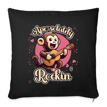 Ape-solutety Absolutely Rockin' Monkey Gitarre - Sofakissenbezug 45 x 45 cm - Schwarz - Vorne