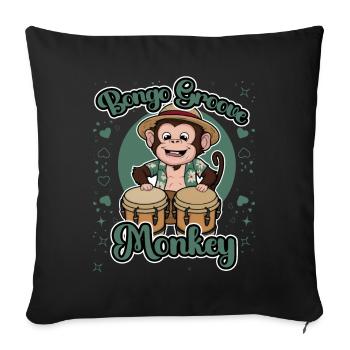 Bongo Groove Monkey Lustiges Trommeldesign - Sofakissenbezug 45 x 45 cm - Schwarz - Vorne
