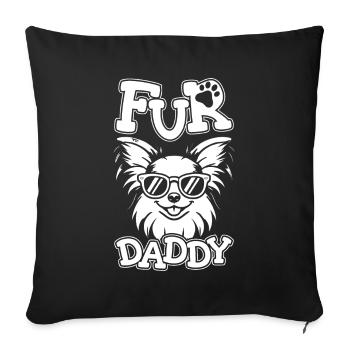Papillon Dog Dad For Daddy - Sofa pillowcase 17,3'' x 17,3'' (45 x 45 cm) - black - Front