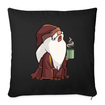 Tired Gnome Coffee Drinker Coffee - Sofa pillowcase 17,3'' x 17,3'' (45 x 45 cm) - black - Front