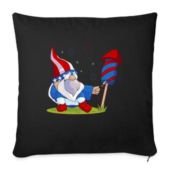 Adorable Gnome Fireworks America - Sofa pillowcase 17,3'' x 17,3'' (45 x 45 cm) - black - Front